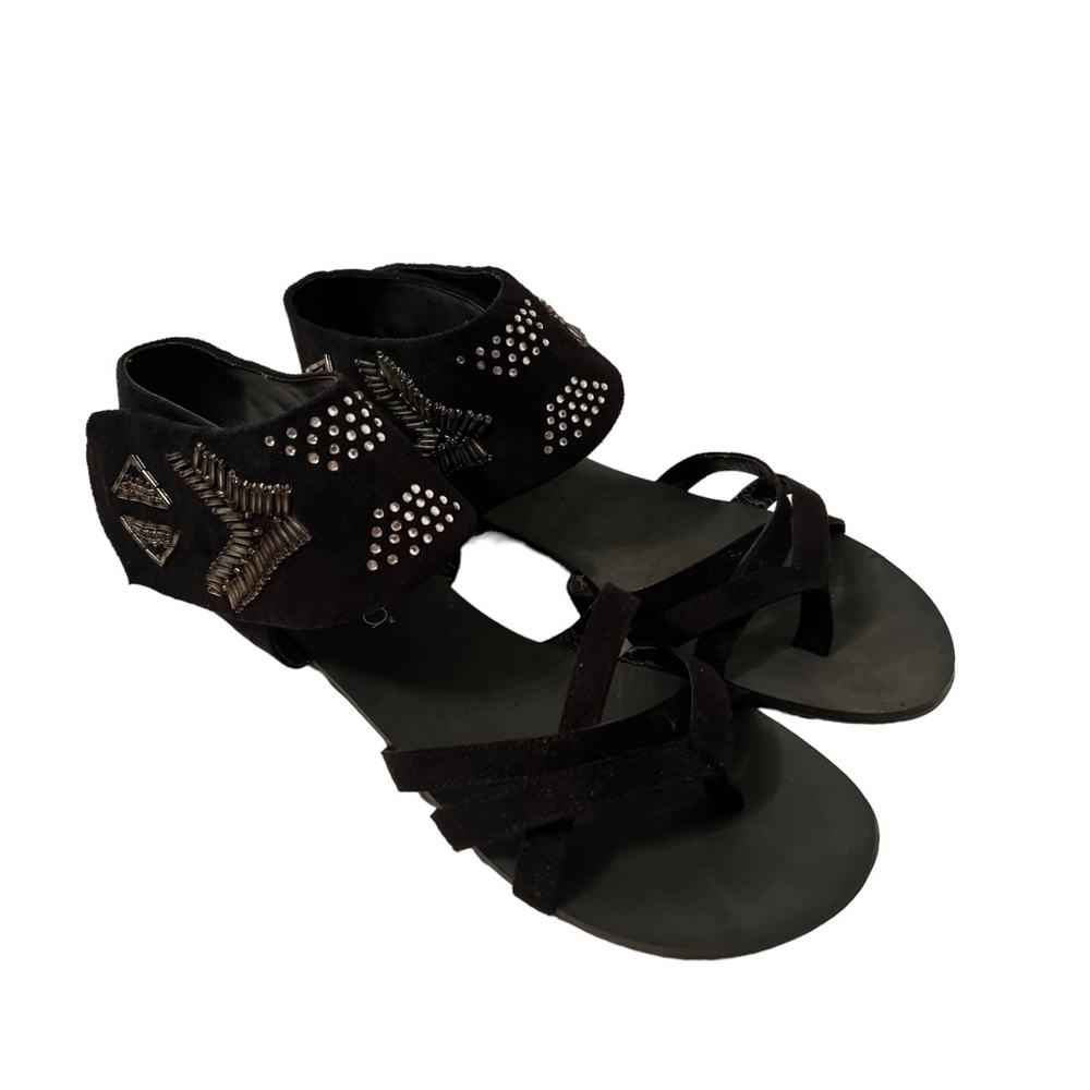 Nadara Women’s Black Beaded Sandals Size 9